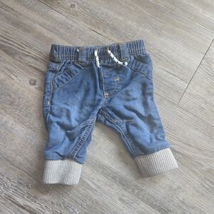 Newborn Cat & Jack Blue Jeans with Gray Cuffs